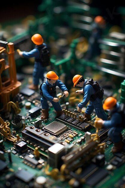 miniature technicians working